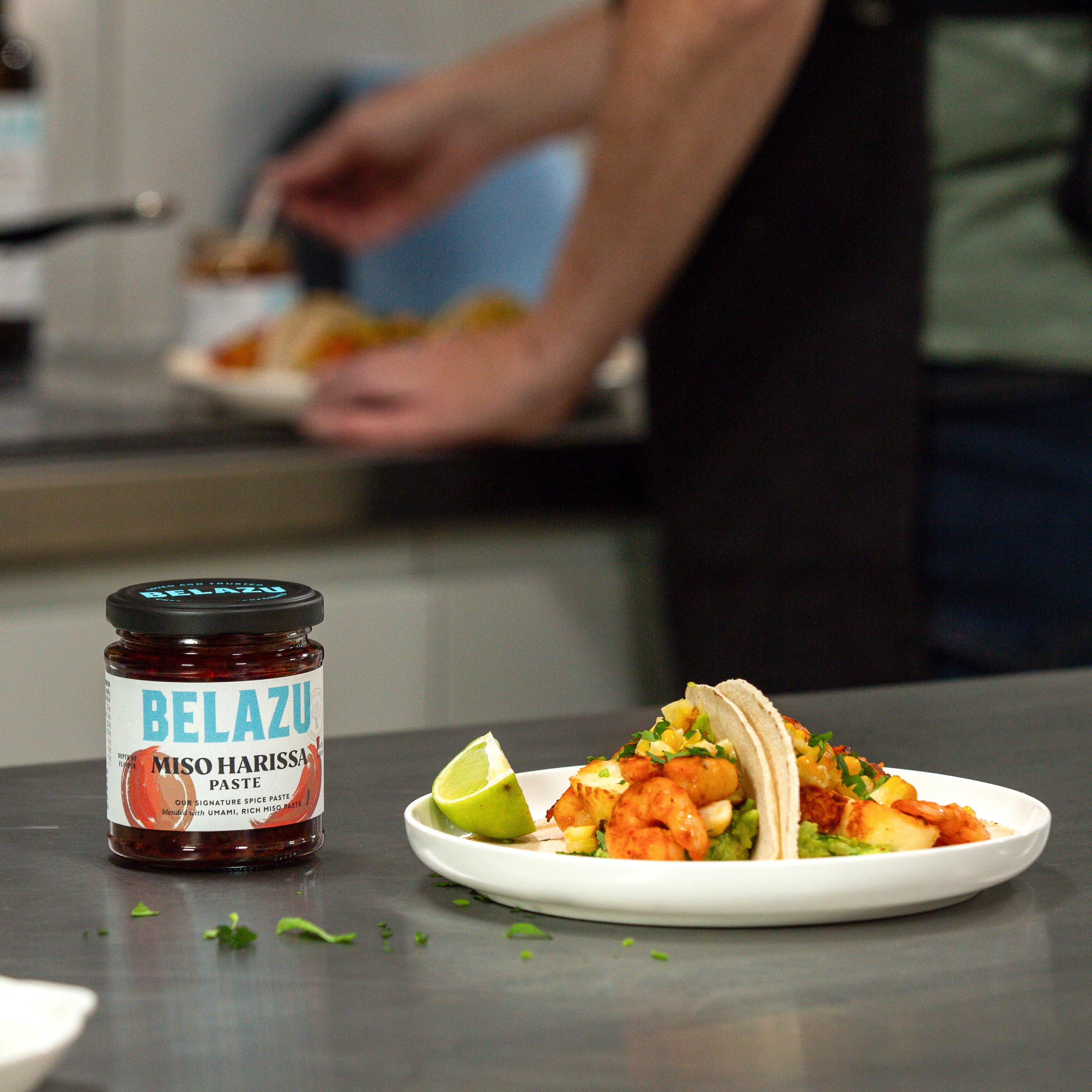 Miso Harissa Prawn Tacos