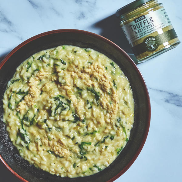 Truffle and Artichoke Pesto Risotto with Wild Garlic Belazu