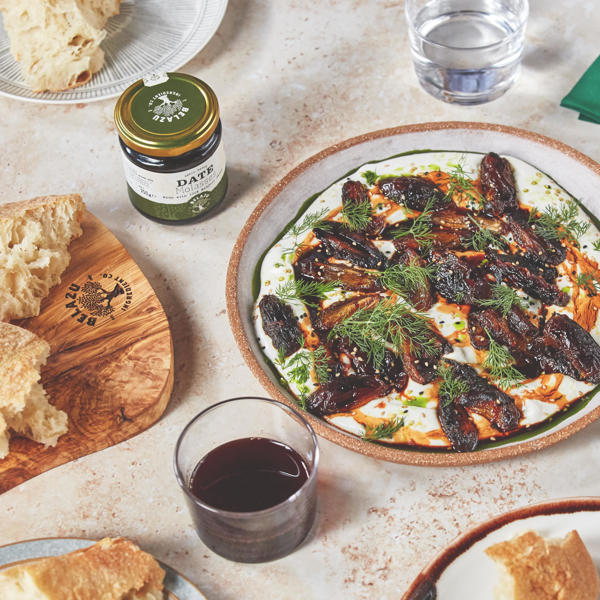 crispy aubergine, whipped feta & date molasses