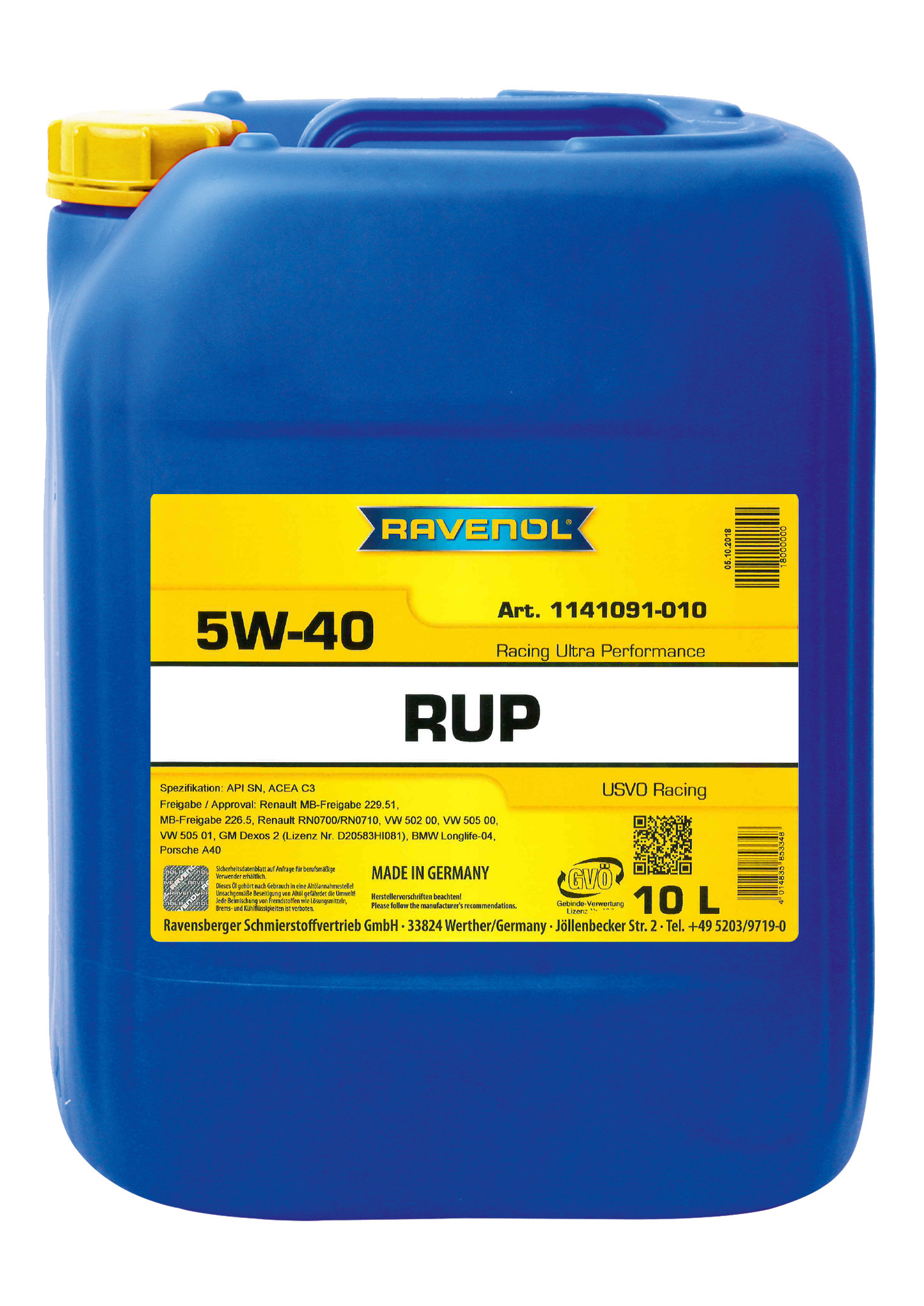 5W-40 Racing Motor Oil - RAVENOL RUP Racing Ultra Performance
