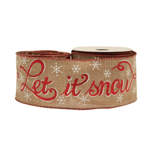 Let it Snow Natural Cotton With Red & White 63mm Let it Snow Natural Cotton With Red & White 63mm