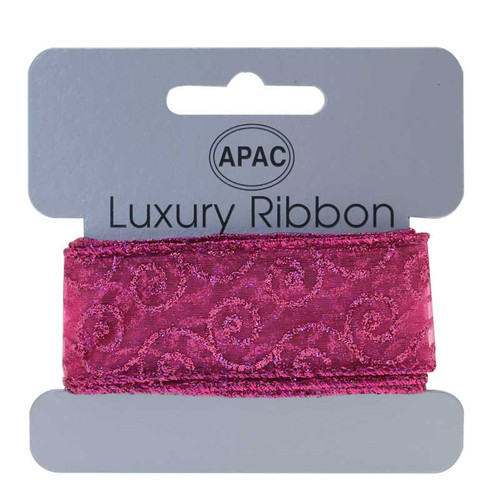 Hot Pink with Glitter Swirls Ribbon (30mm x 2m) Hot Pink with Glitter Swirls Ribbon (30mm x 2m)