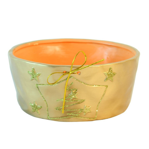 Gold Christmas Tree Bowl 25cm 