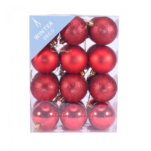 6cm Red Shatterproof Baubles (x24) 6cm Red Shatterproof Baubles (x24)