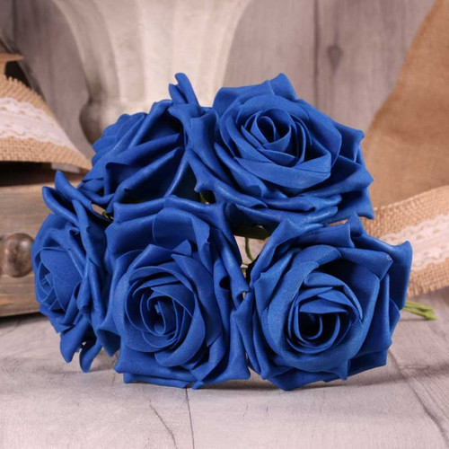 Bunch of 5 Royal Blue Foam Open Tea Rose Bunch of 5 Royal Blue Foam Open Tea Rose