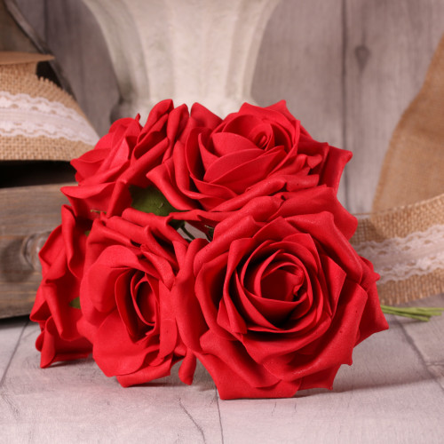 Bunch of 5 Red Foam Open Tea Rose Bunch of 5 Red Foam Open Tea Rose