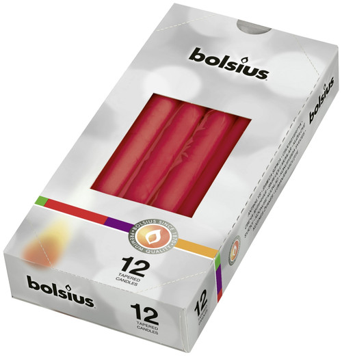 Bolsius Red Taper Candles (Pack of 12)