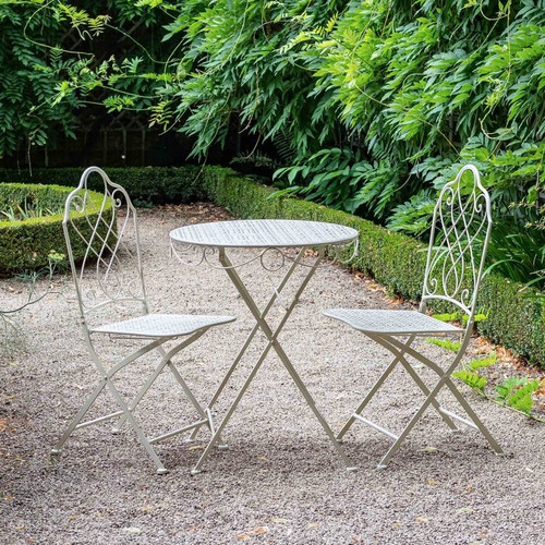 Antique Style Avalon Cream Metal Bistro Set Antique Style Avalon Cream Metal Bistro Set
