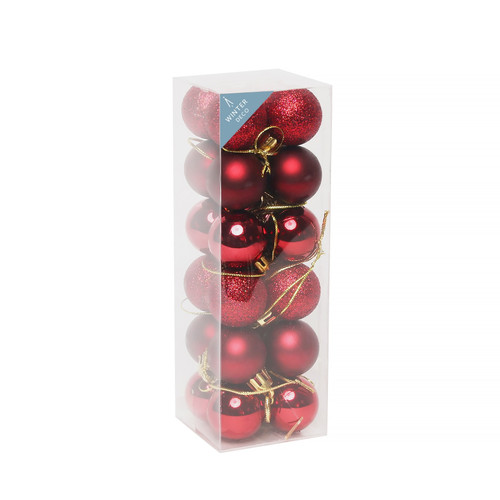 Burgundy Shatterproof Baubles (3cm) (24 pieces)