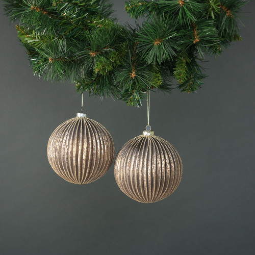 Titania 12cm Glass Bauble Rose Gold (Set of 4) Titania 12cm Glass Bauble Rose Gold (Set of 4)