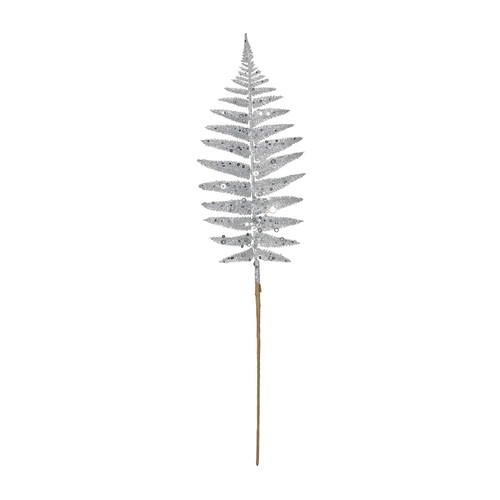 Silver Glitter Fern Leaf 