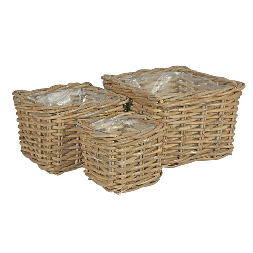 Square Baskets with Liners (Set of 3)