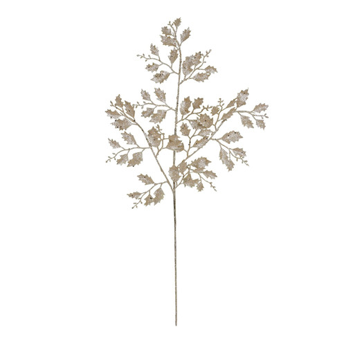 Champagne Glitter Holly Leaf Spray Champagne Glitter Holly Leaf Spray
