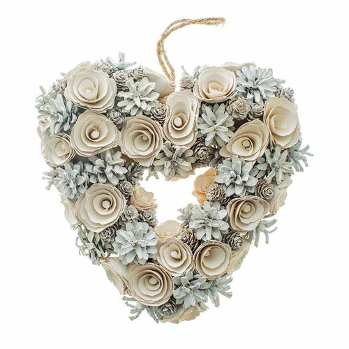 White Pinecone Heart Wreath White Pinecone Heart Wreath