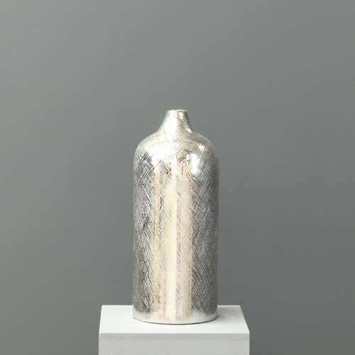 Textured Nickel Finish Tall Vase (42cm x 18cm) Textured Nickel Finish Tall Vase (42cm x 18cm)
