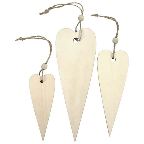 Wooden blank hearts - pk 3pcs Wooden blank hearts - pk 3pcs