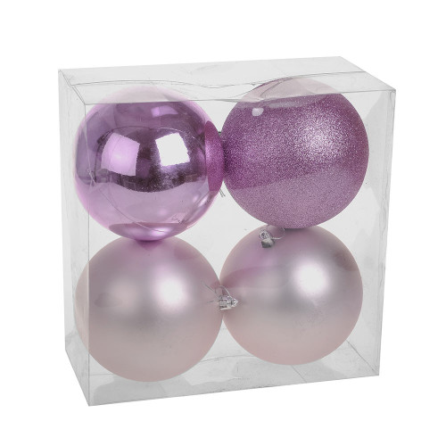 Pink Shatterproof Baubles (12cm) (4 pieces)