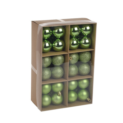 Green Baubles Assorted Pack (4cm) (48 pieces)