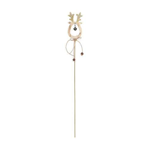 Gold Reindeer Wooden Pick with Bell (50cm)  Gold Reindeer Wooden Pick with Bell (50cm)