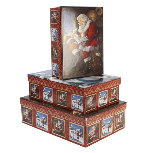 Tri-Coastal Design Old Time Santa Set of 3 Sweater Boxes