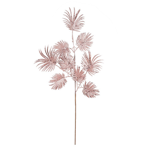 Pink Glitter Feather Leaf Stem (H75cm) Pink Glitter Feather Leaf Stem (H75cm)