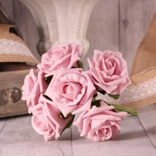 Bunch of 6 Baby Pink Foam Tea Rose Bunch of 6 Baby Pink Foam Tea Rose