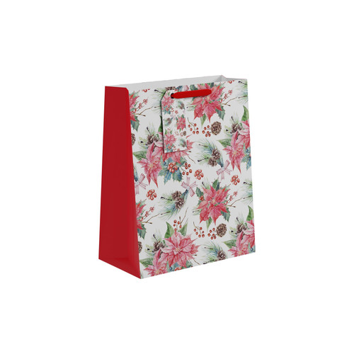 Christmas Poinsettia & Berries Gift Bag (Large) Christmas Poinsettia & Berries Gift Bag (Large)