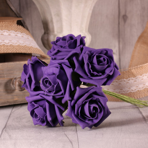 Bunch of 6 Purple Foam Tea Rose Bunch of 6 Purple Foam Tea Rose