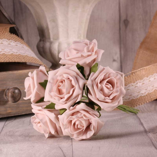 Bunch of 6 Light Pink Foam Tea Rose Bunch of 6 Light Pink Foam Tea Rose