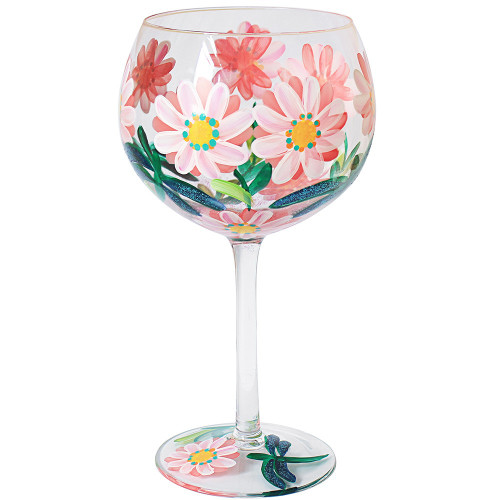 Daisies & Dragonfly Hand Painted Gin Glass Daisies & Dragonfly Hand Painted Gin Glass