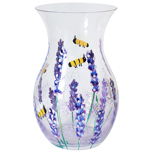 Bees & Lavender Hand Painted Vase