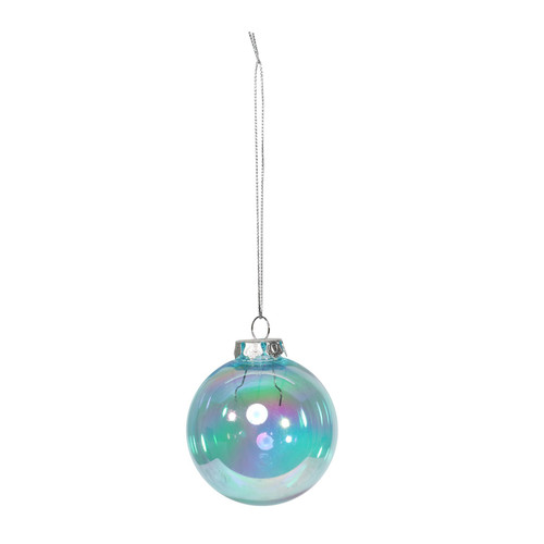 Box of 8 Iridescent Blue Baubles (6cm) Box of 8 Iridescent Blue Baubles (6cm)