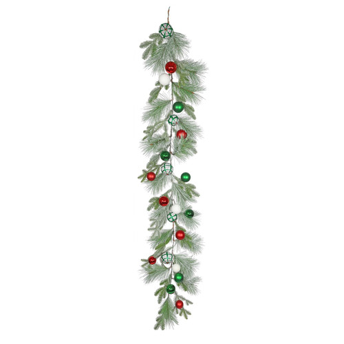 Snowy Mixed Foliage & Bauble Garland (180cm) Snowy Mixed Foliage & Bauble Garland (180cm)