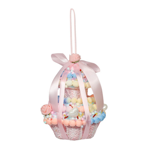 Stack of 2 Pink Cupcakes with Ribbon Hanging Decoration (12cm)