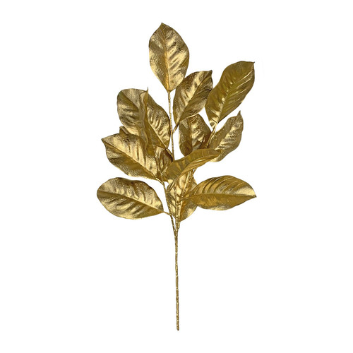 Gold Metallic Magnolia Leaf Spray (66cm)