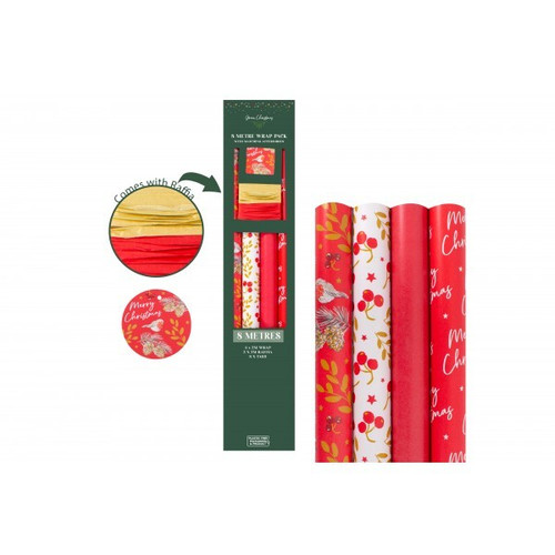 8m Raspberry Gift Wrap Pack 8m Raspberry Gift Wrap Pack