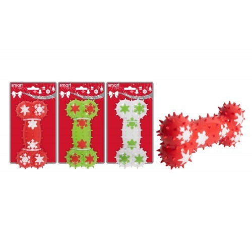 Assorted Rubber Snowflake Dog Bone Toy (17cm) Assorted Rubber Snowflake Dog Bone Toy (17cm)