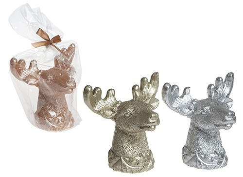 3 Assorted Large Deer Head Candle Decoration In Opp Bag With Ribbon 3 Assorted Large Deer Head Candle Decoration In Opp Bag With Ribbon