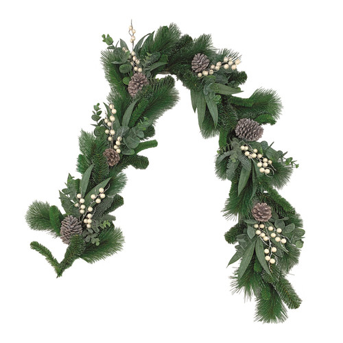 Mixed Pine Garland with White Berries & Cones (180cm) Mixed Pine Garland with White Berries & Cones (180cm)