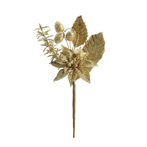 Flower & Berry Pick - Gold (21cm) Flower & Berry Pick - Gold (21cm)