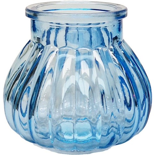 Blue Veneto Bubble Glass Jar Vase (7.5cm) Blue Veneto Bubble Glass Jar Vase (7.5cm)