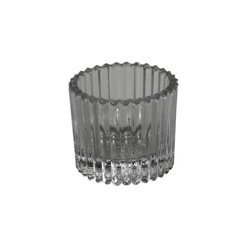 Grey Harrison Ribbed Glass Tealight Holder (4.5cm) Grey Harrison Ribbed Glass Tealight Holder (4.5cm)