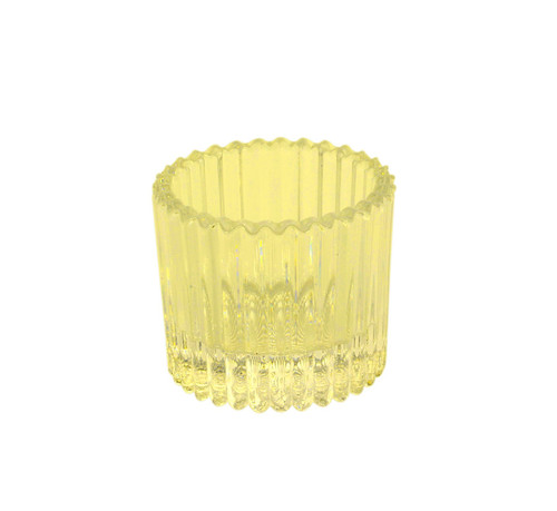 Yellow Ribbed Glass Tealight Holder (4.5cm) Yellow Ribbed Glass Tealight Holder (4.5cm)