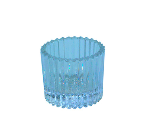 Blue Harrison Ribbed Glass Tealight Holder (4.5cm) Blue Harrison Ribbed Glass Tealight Holder (4.5cm)
