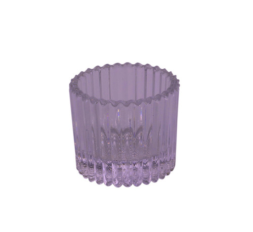 Lilac Ribbed Glass Tealight Holder (4.5cm) Lilac Ribbed Glass Tealight Holder (4.5cm)