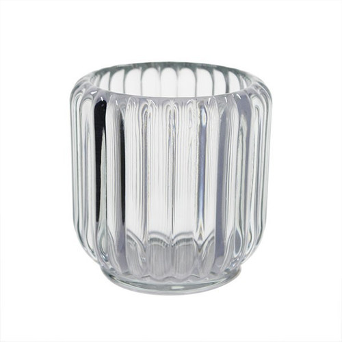 Clear Maeve Rounded Grooved Glass Tealight Holder (8cm) Clear Maeve Rounded Grooved Glass Tealight Holder (8cm)