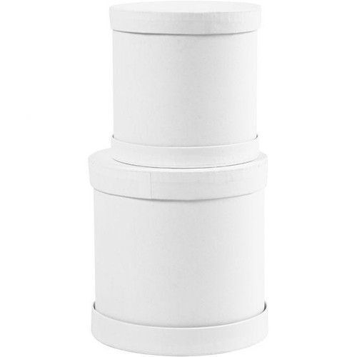 Drum boxes, H: 11+13 cm, white, 1 set Drum boxes, H: 11+13 cm, white, 1 set