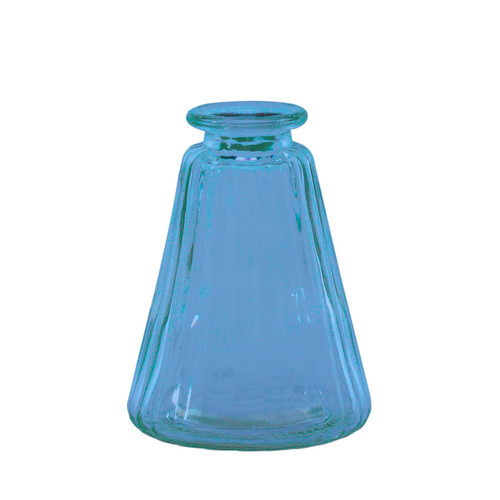 Blue Pyramid Glass Bottle Vase (10cm) Blue Pyramid Glass Bottle Vase (10cm)