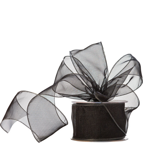 Black Wired Organza Ribbon 60mm Black Wired Organza Ribbon 60mm