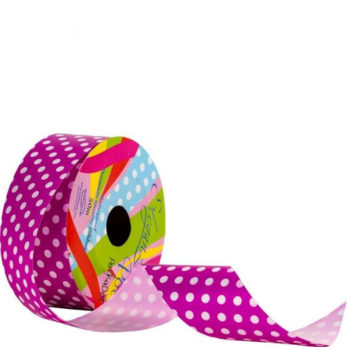 50mm Fuchsia Pink Polka Dot Ribbon (50m) 50mm Fuchsia Pink Polka Dot Ribbon (50m)